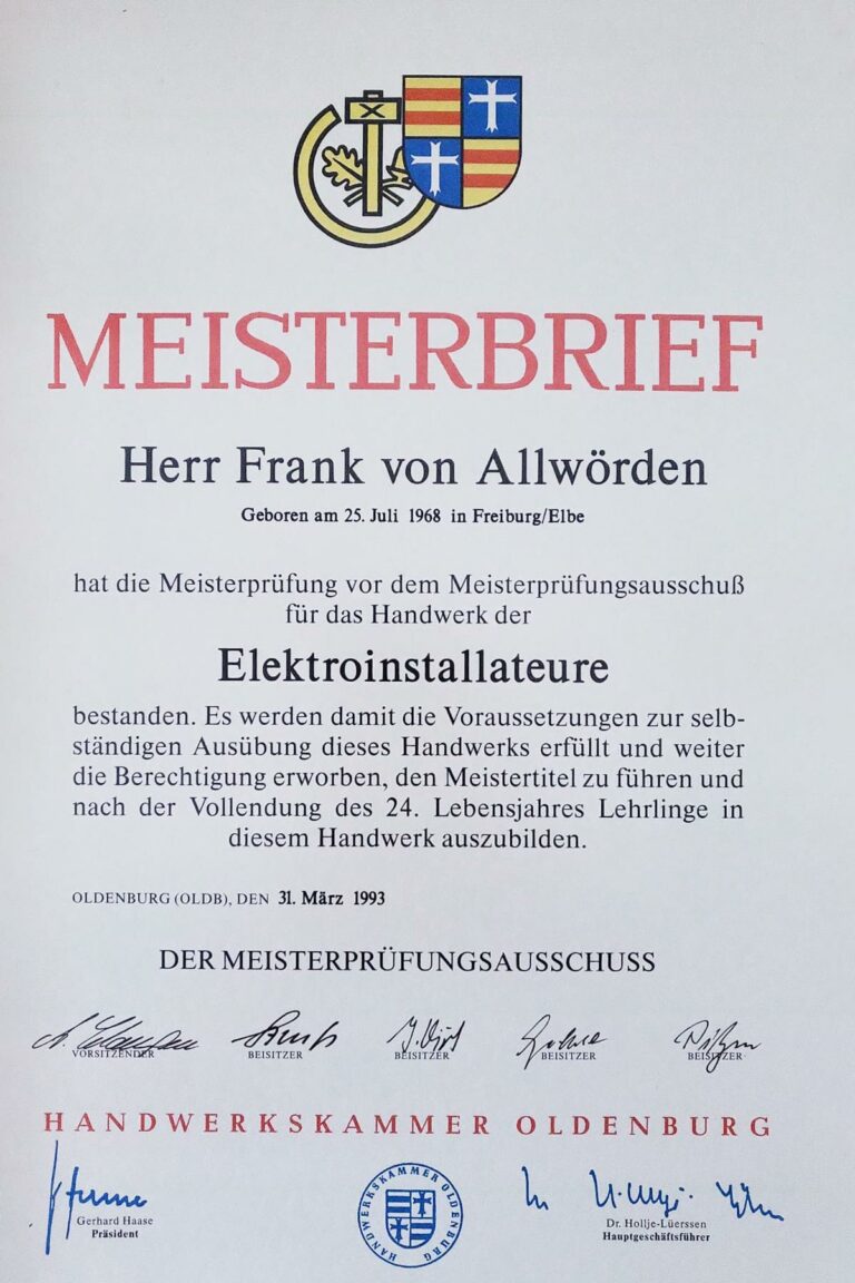 Meisterbrief-Frank-von-Allwörden